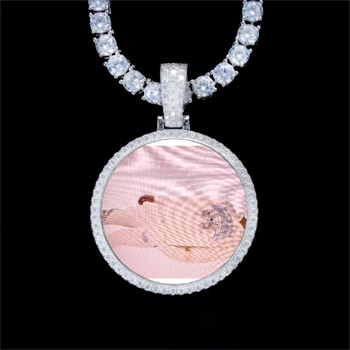 925S & VVS Moissanite 3D Circle Custom Picture Pendant