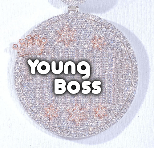 CUSTOM LETTER NECKLACE 3D BIG CROWN DISC