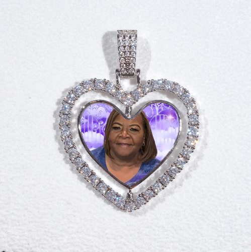 3D Spinning 2-Faced Heart Custom Picture Pendant