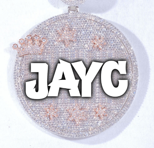 CUSTOM LETTER NECKLACE 3D BIG CROWN DISC