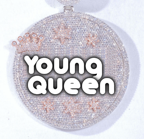 CUSTOM LETTER NECKLACE 3D BIG CROWN DISC
