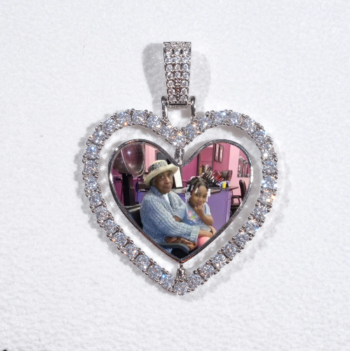 3D Spinning 2-Faced Heart Custom Picture Pendant