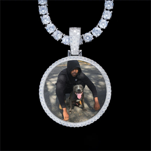 925S & VVS Moissanite 3D Circle Custom Picture Pendant