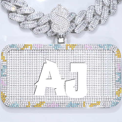 CUSTOM LETTER NECKLACE 3D COLORFUL SQUARE