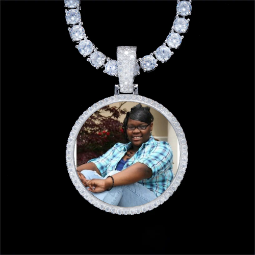 925S & VVS Moissanite 3D Circle Custom Picture Pendant