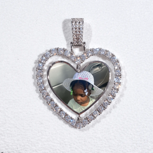 3D Spinning 2-Faced Heart Custom Picture Pendant