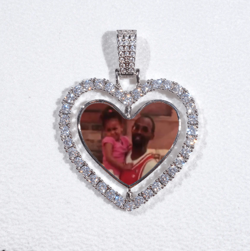 3D Spinning 2-Faced Heart Custom Picture Pendant