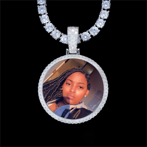925S & VVS Moissanite 3D Circle Custom Picture Pendant