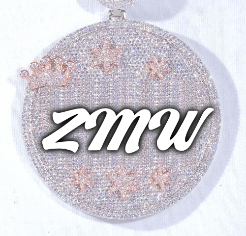 CUSTOM LETTER NECKLACE 3D BIG CROWN DISC