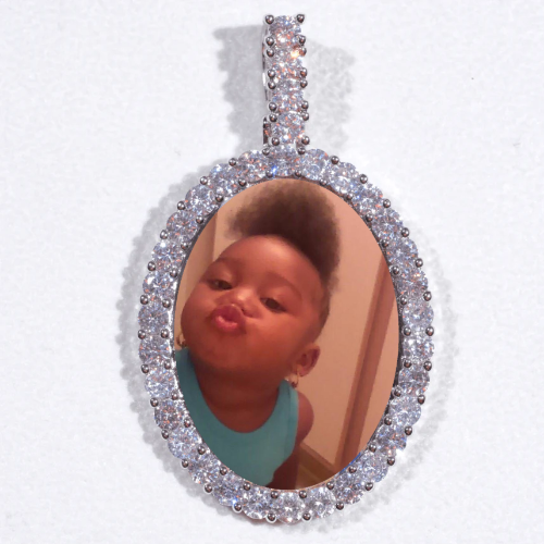 Large 3D Oval Custom Picture Pendant