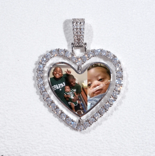 3D Spinning 2-Faced Heart Custom Picture Pendant