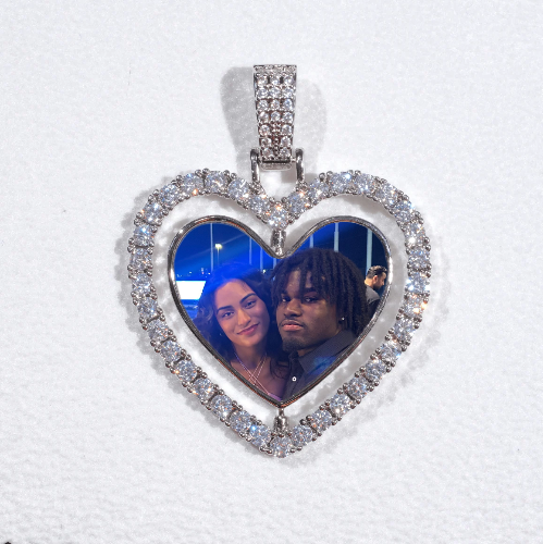 3D Spinning 2-Faced Heart Custom Picture Pendant