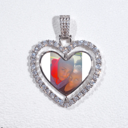 3D Spinning 2-Faced Heart Custom Picture Pendant