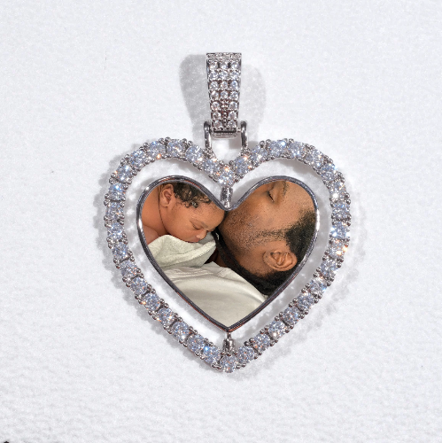 3D Spinning 2-Faced Heart Custom Picture Pendant