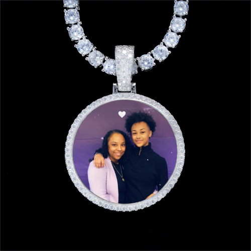 925S & VVS Moissanite 3D Circle Custom Picture Pendant