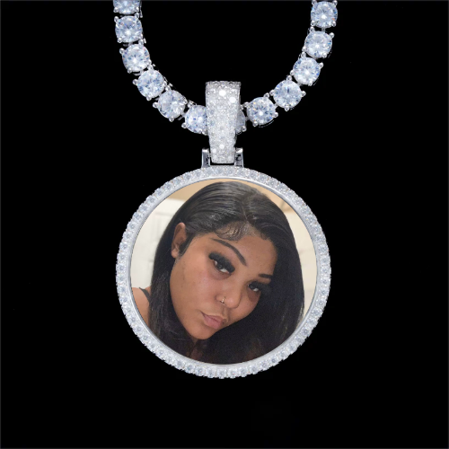 925S & VVS Moissanite 3D Circle Custom Picture Pendant
