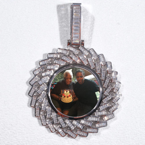 Large 3D Baguette Custom Picture Pendant