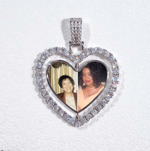3D Spinning 2-Faced Heart Custom Picture Pendant