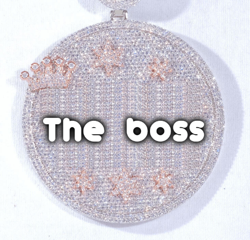CUSTOM LETTER NECKLACE 3D BIG CROWN DISC