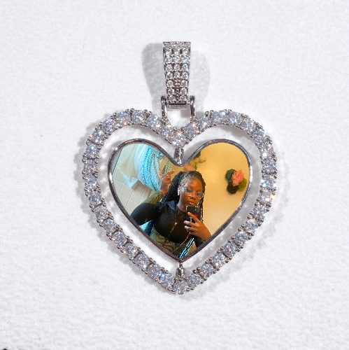 3D Spinning 2-Faced Heart Custom Picture Pendant