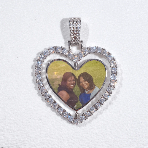 3D Spinning 2-Faced Heart Custom Picture Pendant