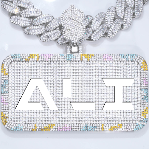CUSTOM LETTER NECKLACE 3D COLORFUL SQUARE