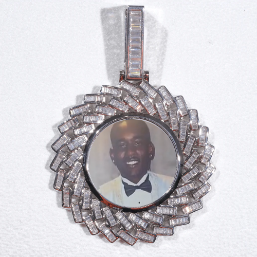 Large 3D Baguette Custom Picture Pendant