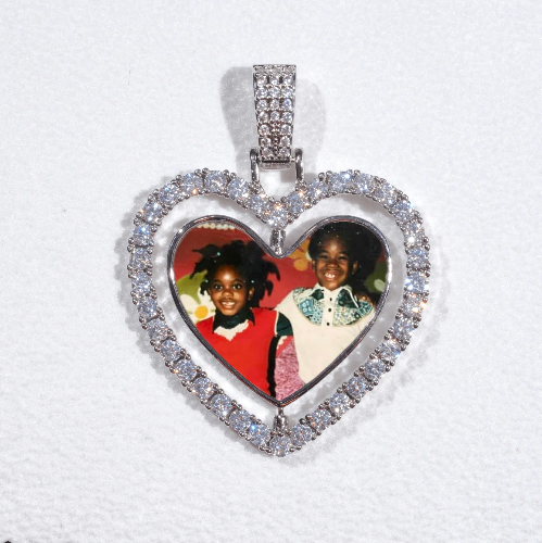 3D Spinning 2-Faced Heart Custom Picture Pendant