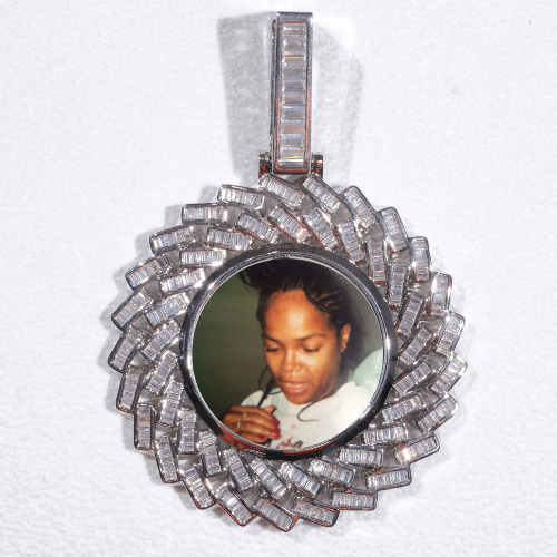 Large 3D Baguette Custom Picture Pendant