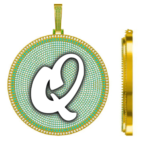 CUSTOM LETTER NECKLACE 3D BIG DISC