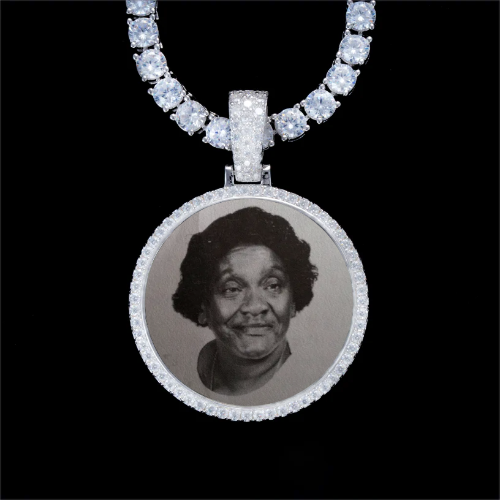 925S & VVS Moissanite 3D Circle Custom Picture Pendant