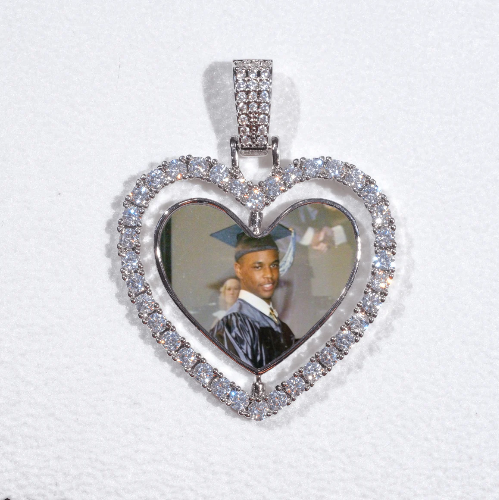 3D Spinning 2-Faced Heart Custom Picture Pendant