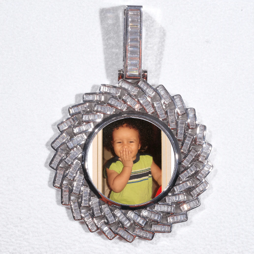 Large 3D Baguette Custom Picture Pendant