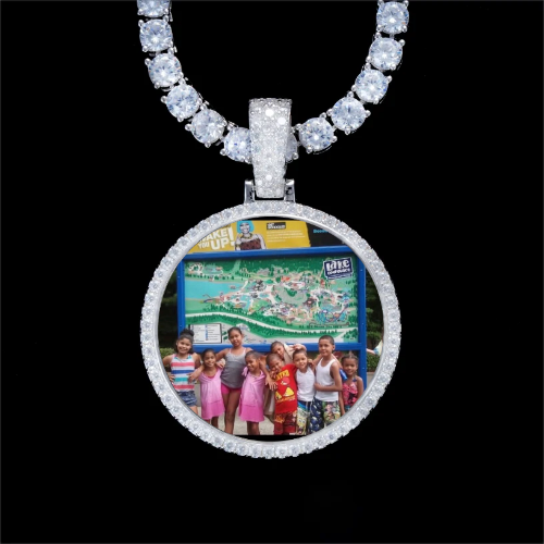 925S & VVS Moissanite 3D Circle Custom Picture Pendant