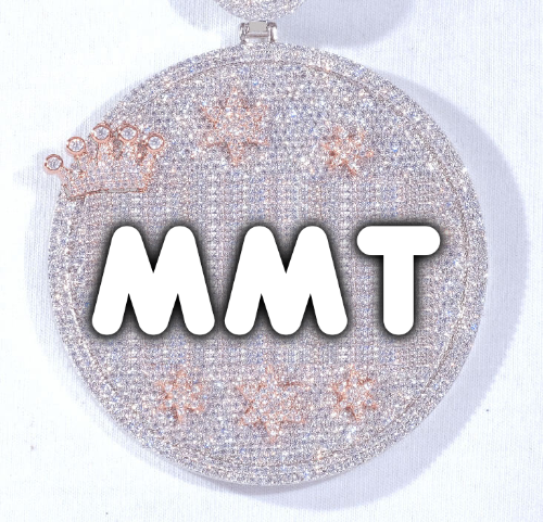 CUSTOM LETTER NECKLACE 3D BIG CROWN DISC