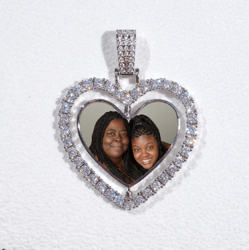 3D Spinning 2-Faced Heart Custom Picture Pendant
