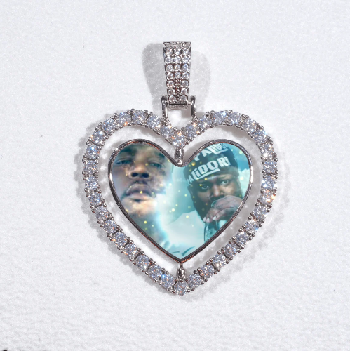 3D Spinning 2-Faced Heart Custom Picture Pendant