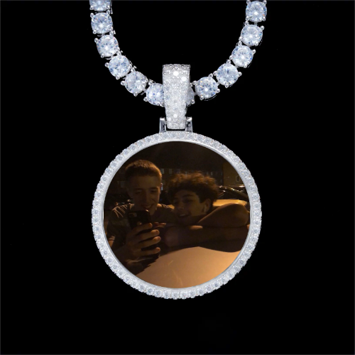 925S & VVS Moissanite 3D Circle Custom Picture Pendant