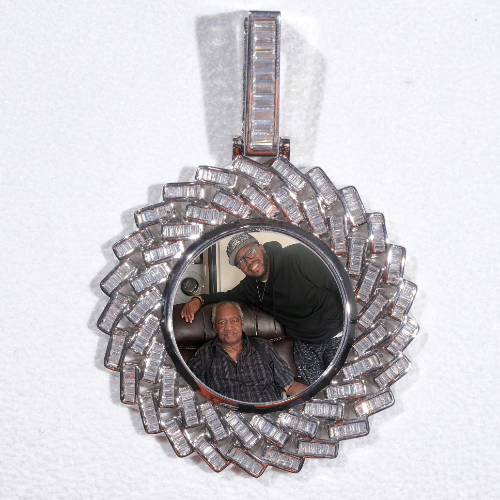 Large 3D Baguette Custom Picture Pendant