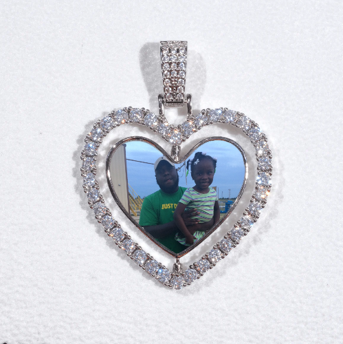 3D Spinning 2-Faced Heart Custom Picture Pendant