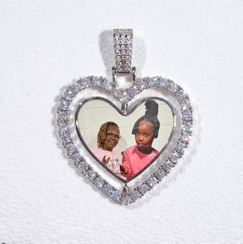 3D Spinning 2-Faced Heart Custom Picture Pendant
