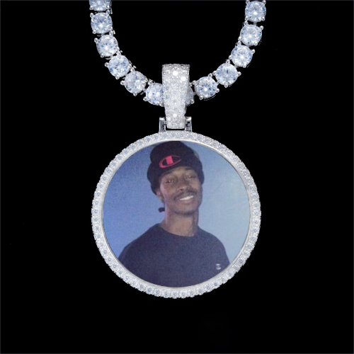 925S & VVS Moissanite 3D Circle Custom Picture Pendant
