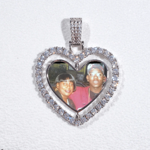 3D Spinning 2-Faced Heart Custom Picture Pendant