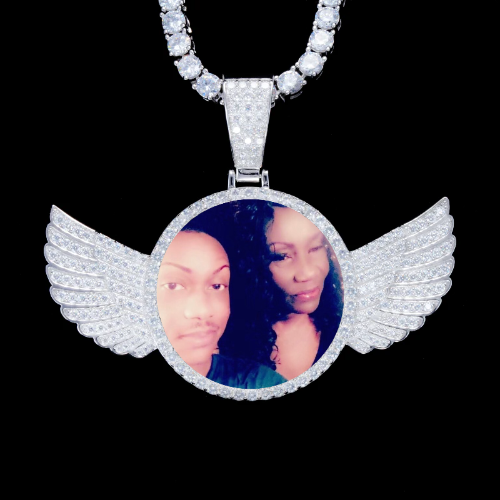 925S & VVS Moissanite 3D Wing Custom Picture Pendant