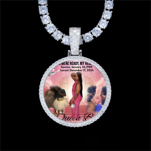 925S & VVS Moissanite 3D Circle Custom Picture Pendant