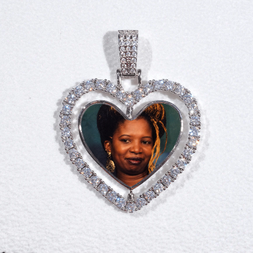 3D Spinning 2-Faced Heart Custom Picture Pendant