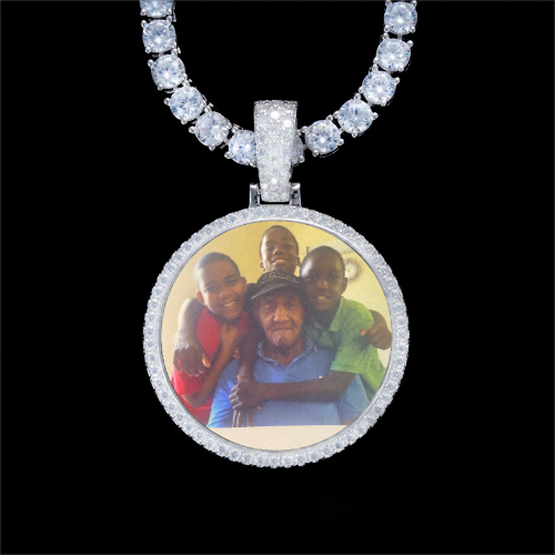 925S & VVS Moissanite 3D Circle Custom Picture Pendant