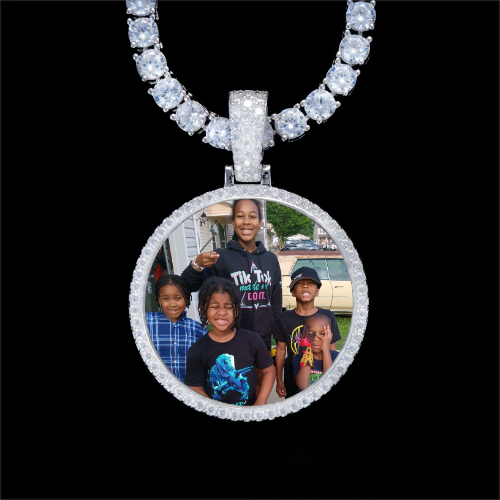 925S & VVS Moissanite 3D Circle Custom Picture Pendant