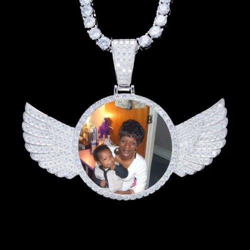 925S & VVS Moissanite 3D Wing Custom Picture Pendant