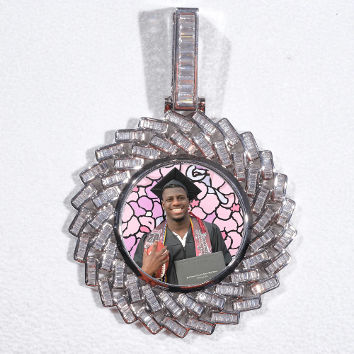 Large 3D Baguette Custom Picture Pendant
